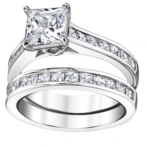 Fashion Asscher Cut 1.5ct Sterling Silver Bridal Set <b>Engagement</b> Wedding <b>Ring</b> <b>Cubic</b> <b>Zirconia</b> Women Jewelry - Product Image 2
