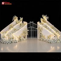 Décoration d'événements et de fêtes, design personnalisé, ensemble de toile de fond de scène de mariage, grand rideau perlé, arche en forme de S