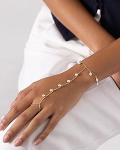 Bracelet chaîne réglable en laiton plaqué or jaune 14 carats avec perles d'eau douce Go2boho PAVOI, tendance pour femme, idéal pour l'été et les mariages - Product Image 4