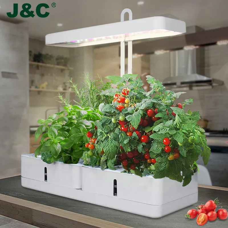J & C Mini Garden Smart Pots Plantes Système de culture hydroponique d'intérieur Petite boîte de culture amovible avec lumière de culture pour plantes d'intérieur