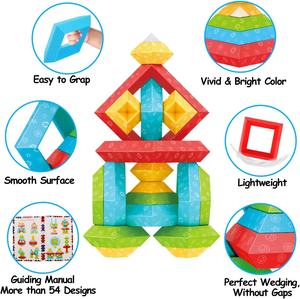 Mjf 30 pcs kim tự tháp xếp chồng Đồ chơi khối xây dựng <span class=keywords><strong>3D</strong></span> Câu Đố trêu ghẹo não cho trẻ em Montessori đồ chơi xếp chồng khối mầm non đồ chơi - Product Image 3