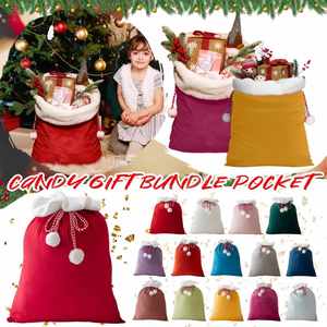 Personalized <b>Santa</b> Sack, <b>Large</b> Velvet Gift Bag with Cotton Rope Woven Name, Custom Holiday Accessories, Presents Storage Pouch - Product Image 4