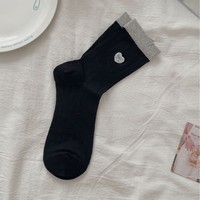 Chaussettes sans couture et sans os avec broderie en forme de cœur, style estival frais et léger, chaussettes mi-mollet pour femmes