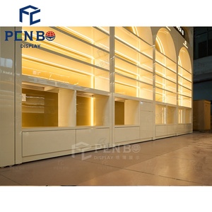 Chất lượng cao sản phẩm chăm sóc da sơn móng tay bán lẻ tủ trưng bày LED chiếu sáng tường gỗ <span class=keywords><strong>Showcase</strong></span> đồ nội thất cho cửa hàng làm móng tay - Product Image 3