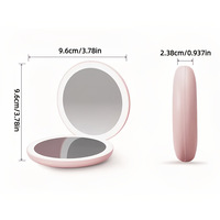 Miroir de maquillage portable pliable à double face, 5x/10x, avec éclairage rond, 3 couleurs réglables, cadre en plastique