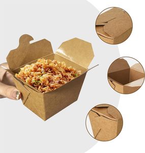 Scatola per il pranzo usa e getta confezione personalizzata per alimenti <span class=keywords><strong>da</strong></span> portare fuori confezione scatola di carta Kraft Fast Food - Product Image 4