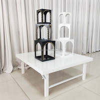 Support à gâteau de mariage en fer noir de luxe, présentoir à desserts en cube, accessoires de décoration d'événements personnalisables