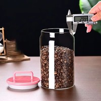 Bocal en verre moderne à large ouverture, hermétique, écologique, en borosilicate haute résistance, pour le stockage en cuisine des noix, des épices et du café
