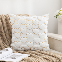 Housse de coussin carrée en fausse fourrure de lapin, simple face, 45x45cm, avec fermeture éclair, pour canapé, salon, chambre à coucher, motif cœur - Vente en gros