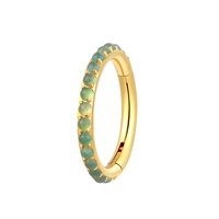 Eternal Metal ASTM F136 Titane, Segment Clicker Articulé pour Piercing Tragus et Oreille, avec Zircon Vert Naturel Classique Pavé sur le Côté, pour Mariage