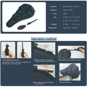 Funda de Asiento de Bicicleta 3D Suave y Cómoda, Cojín Inflable Transpirable <span class=keywords><strong>para</strong></span> Ciclismo - Product Image 4