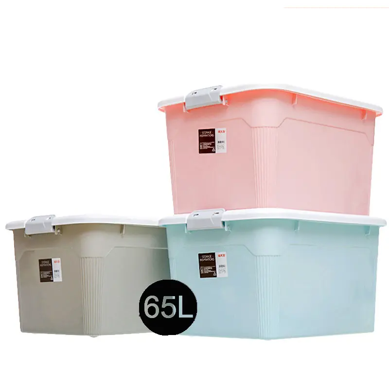 Hugcitylife — grande boîte de rangement en plastique PP empilable, bacs à cheveux rose blanc, boîte de rangement de jouets d'extérieur, capacité de 50l 100l, étanche avec couvercles