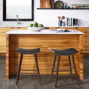 Taburete Union Counter de madera maciza de fresno, fresno cálido, negro envejecido o fresno natural claro, taburete alto duradero de madera natural para bar - Product Image 4