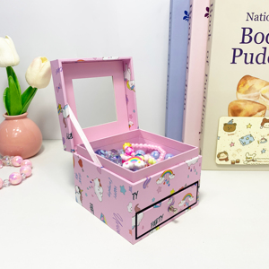 Boîte à bijoux YIYU Unicorn, boîte de rangement avec miroir, design arc-en-ciel, papier écologique, cadeau pour filles <span class=keywords><strong>et</strong></span> femmes - Product Image 3
