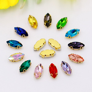 Cristaux de réglage de griffe d'or de Navette d'oeil de 4*8mm, décor lâche cousu sur le strass - Product Image 3