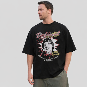 T-shirt vintage streetwear à imprimé graphique pour homme, coupe oversize, coton vieilli, manches courtes, style punk, logo personnalisé, livraison directe - Product Image 1