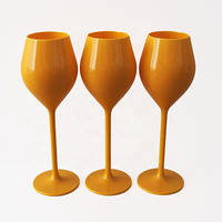 Gobelet à vin orange personnalisé en gros, écologique, réutilisable, incassable, en plastique, imprimé par sérigraphie, grande capacité
