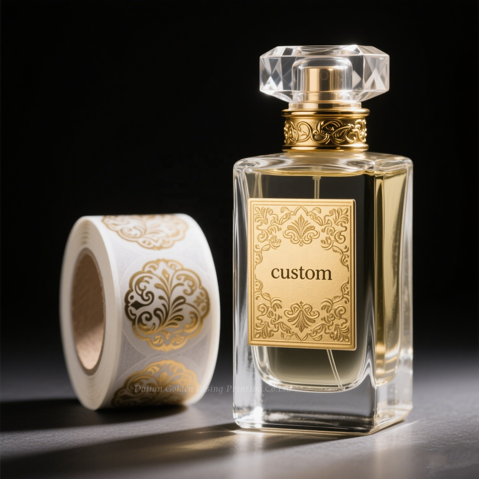 Cosmetics Label Custom Luxury Material Sticker Aluminum Metal Label Stickers Gold Foil Embossing Logo Sticker For Perfume Bottle