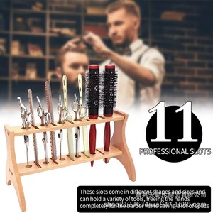 Organizador de peines de madera de 2 niveles, estante de almacenamiento de madera maciza para herramientas de peluquería, organización de escritorio, duradero - Product Image 2