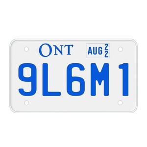 Targhe Personalizzate Uniche in Stile Ontario per Moto e Auto, Realizzate in <span class=keywords><strong>Alluminio</strong></span> Riflettente con Dettagli Blu e Bianchi - Product Image 3