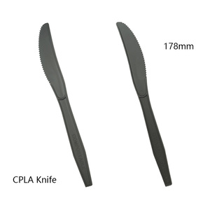 Couverts jetables élégants en CPLA noir – Couteau, fourchette, cuillère écologiques et modernes pour salons VIP - Product Image 5