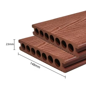 Planches de terrasse extérieures en WPC imperméables pour jardin, avec grain de bois 3D en relief et alvéoles rondes - Product Image 2