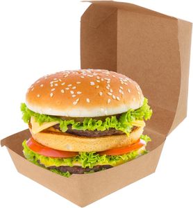 Boîte à emporter carrée en papier kraft recyclé écologique personnalisée pour hamburgers et sushis avec impression offset - Product Image 6