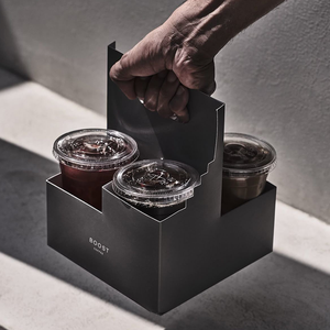Scatole Portabevande Personalizzate da Asporto per 2, 4, 6 Bevande Calde o Fredde, Caffè, Tè, con Manico, in Cartone - Product Image 1