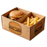 Boîtes de livraison de fast-food pour hamburgers et frites, qualité alimentaire, personnalisables avec logo, écologiques, biodégradables, pliables, finition mate, vente en gros
