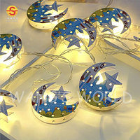 Guirlandes lumineuses LED d'intérieur avec alimentation par batterie/USB pour l'Aïd Moubarak et le Ramadan, décorations blanches chaudes, éclairage de fête