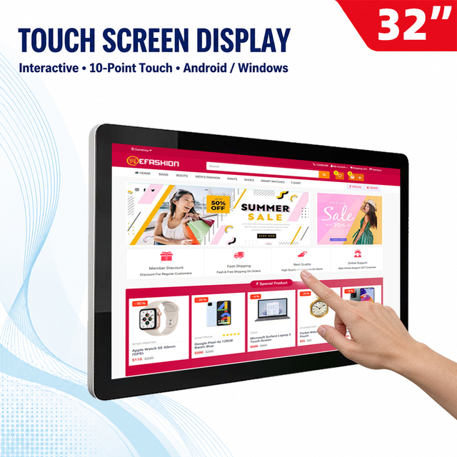 Custom 21 32 43 55 Inch Kiosk Touch Screen Display Panel 4K Capacitive Vertical Game Machine Monitor for Touch Screen Monitors
