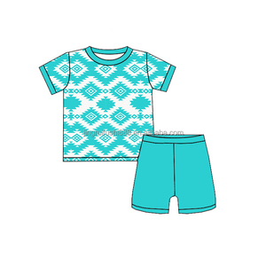 Conjuntos de Ropa de Verano para Bebés y Niños Pequeños con Estampado Azteca, Camisetas de Manga Corta y Pantalones Cortos, Conjuntos de 2 Piezas - Product Image 3