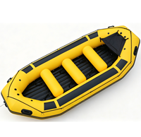 Bateau gonflable miniature jaune et noir, bateau de pêche gonflable
