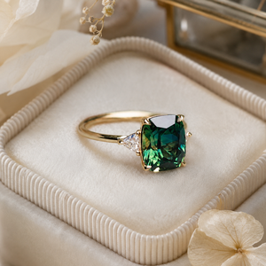 Anello con Pietra Verde per Donne, Gioiello da Dito Vintage Elegante, Accessorio di Moda Quotidiana - Product Image 3