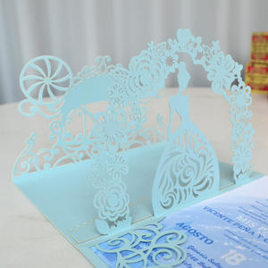 Invitación de Boda Tridimensional Plegable con Diseño de Carruaje de <span class=keywords><strong>Cenicienta</strong></span>, Corte Láser, para Celebración de Quinceañera, Papel Perlado de 250g, 13x18cm - Product Image 2