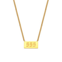 Gogem Trendy Gold Bar Pendentif avec chiffres gothiques gravés Rectangle Plate Jewelry Angel Numbers Necklace