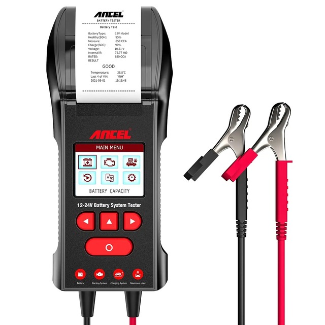 2026 Professional 12V/24V Car Battery Tester Fast Accurate Engine Analyzer for Automotive Motorcycle Truck M-with Printer
