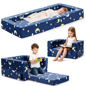 Portable 3-in-1 Toddler Travel <b>Sofa</b> Bed Chair Soft Fabric High Density <b>Foam</b> Easy-Clean Washable Cover For Home Outdoor Camping - Product Image 2
