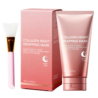 Masque facial peel-off de nuit au collagène, acide hyaluronique, hydratant, nourrissant, soin élasticité, blanchissant, 75 ml, tube rose
