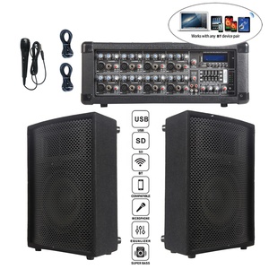 1000W 2X10 "Subwoofer PA Système de haut-parleurs BT TWS Ensembles de karaoké Boîte de son Mélangeur alimenté à 8 canaux + support + micro Bocina Parlante - Product Image 5