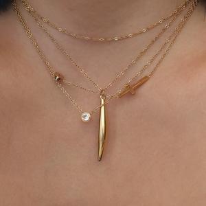 Collana di pesce astratto pendente in acciaio inossidabile collana a croce impermeabile collana a pendente con zircone lucido semplice collana - Product Image 2