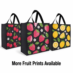Sac fourre-tout réutilisable en non-tissé laminé imprimé personnalisé motif fraise, écologique, pour courses et promotionnel - Product Image 4