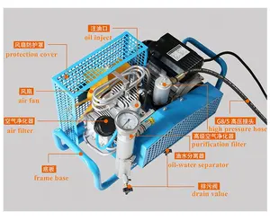 ベストセラー 300bar ポータブル 低騒音 エアコンプレッサー ダイビング・消防用 100リットル スキューバコンプレッサー - Product Image 2