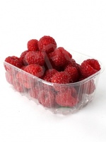 Biologisch afbreekbare, transparante plastic punnet voor supermarkten, voor verse groenten en frambozen, 125g, 250g, 500g.