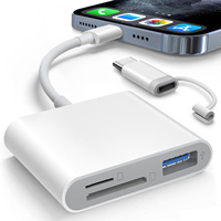 Adaptador Multifunción Tipo C Compatible con Tarjetas SD, TF y USB, Compatible con iPhone, Teléfonos Android, Cámaras, Computadoras, Lector de Tarjetas