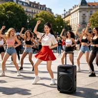 Système audio pour danse carrée TAQ112 – Enceinte karaoké professionnelle d'extérieur avec microphone, chariot pour micro portable 2, idéal pour usage domestique