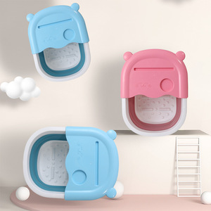 Bañera Plegable Aislada para Pies con Diseño de Gato, con Tapa y Función de Masaje, Portátil de Plástico para Uso Doméstico, Azul Rosa 39x30x18cm - Product Image 1