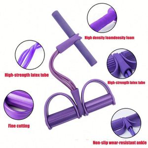 Indoor Fitness 4 Tube Pedal Ankle Pull Sit up <b>Workout</b> Resistance <b>Bands</b> TPE+foam Material JY Brand - Product Image 3