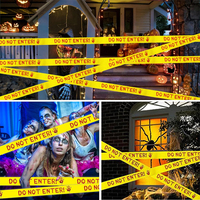 Bannière de signalisation d'Halloween EONBON, ruban de décoration pour maison hantée, ruban de précaution pour fête sur le thème des zombies, fête d'Halloween