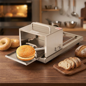 Trancheuse manuelle commerciale de pains à hamburger en acier inoxydable pour table – Outil de traitement du pain - Product Image 1